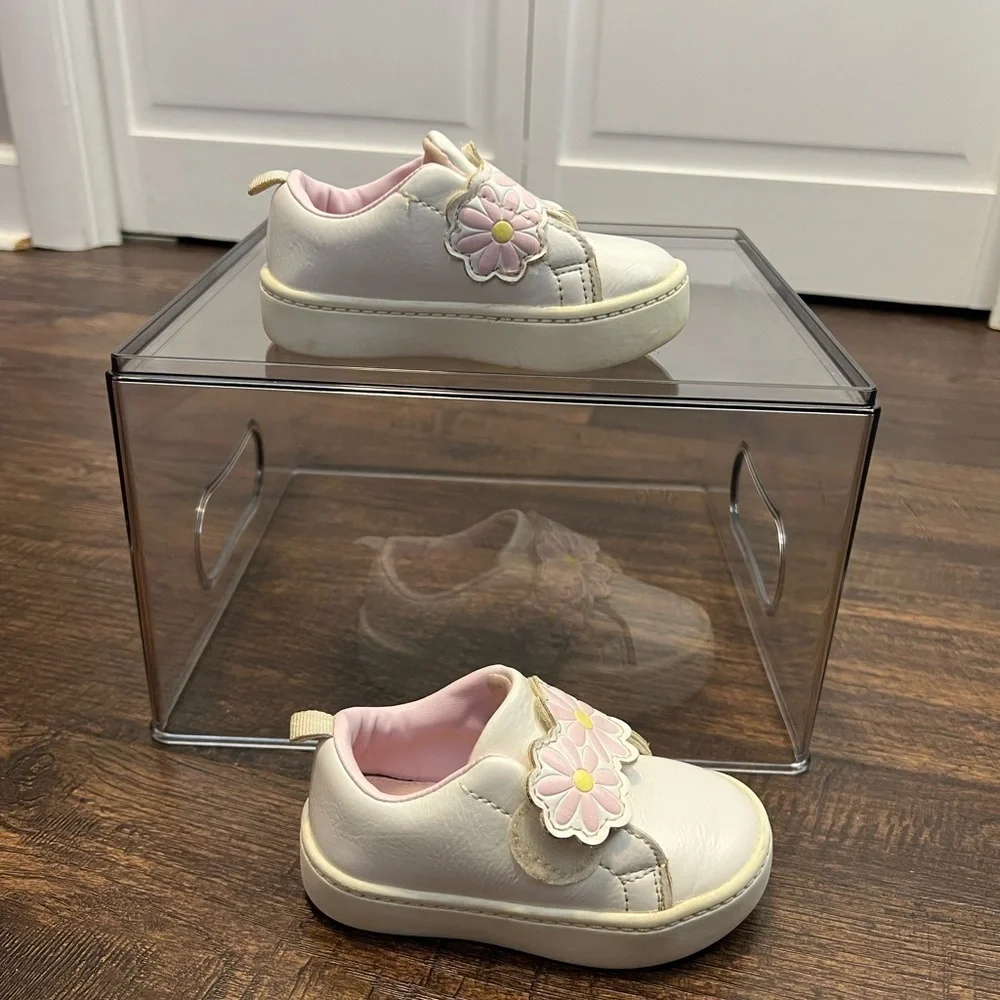 Carter’s Ellie Toddler Girls Slip-On Sneakers  Size 5 Color White And Pi…